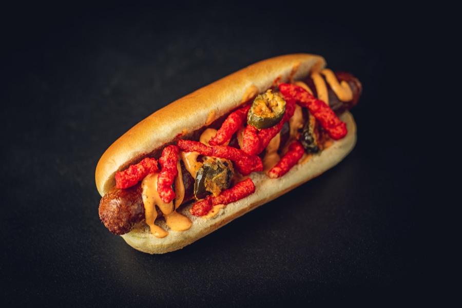 Flaming Hot Cheetos Hot Dog at PHAT Buns