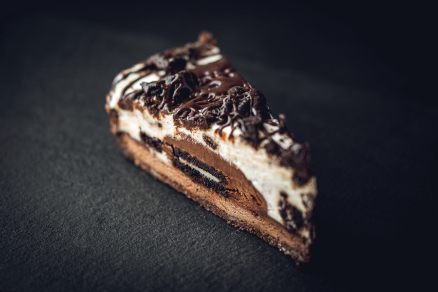 Luxury Oreo cheesecake served with ice cream at PHAT Buns